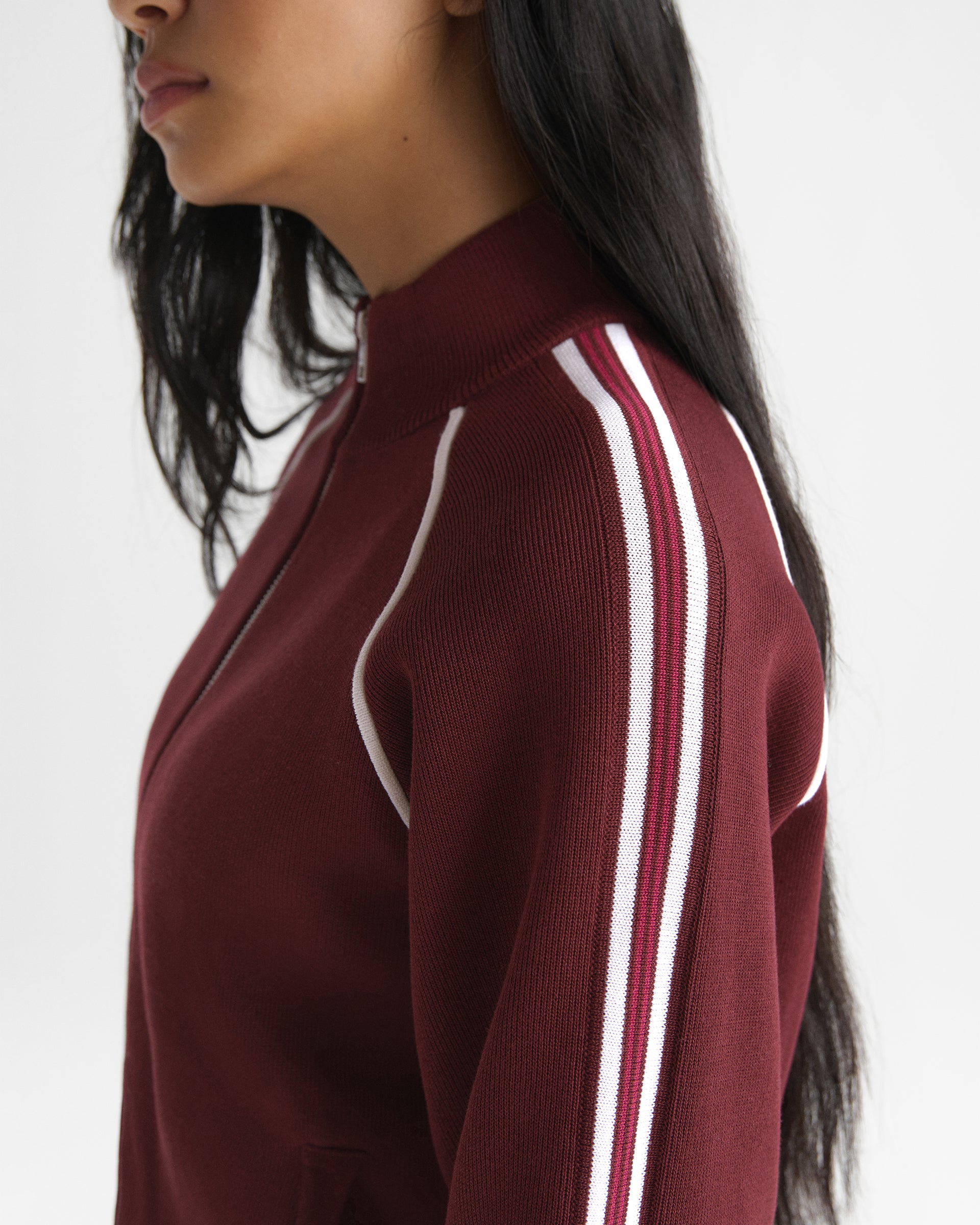 Knit Track Jacket - Damson Red