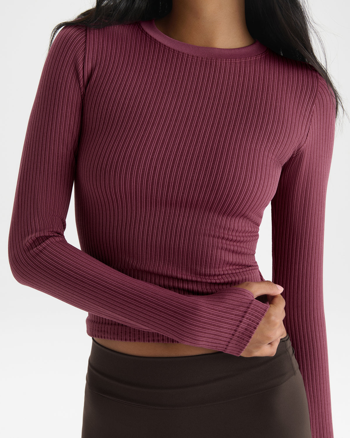 Classic Seamless Long Sleeve Top - Raspberry Stripe