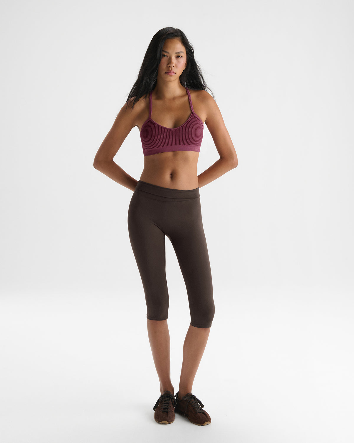 Classic Seamless Cross Back Bra - Raspberry Stripe