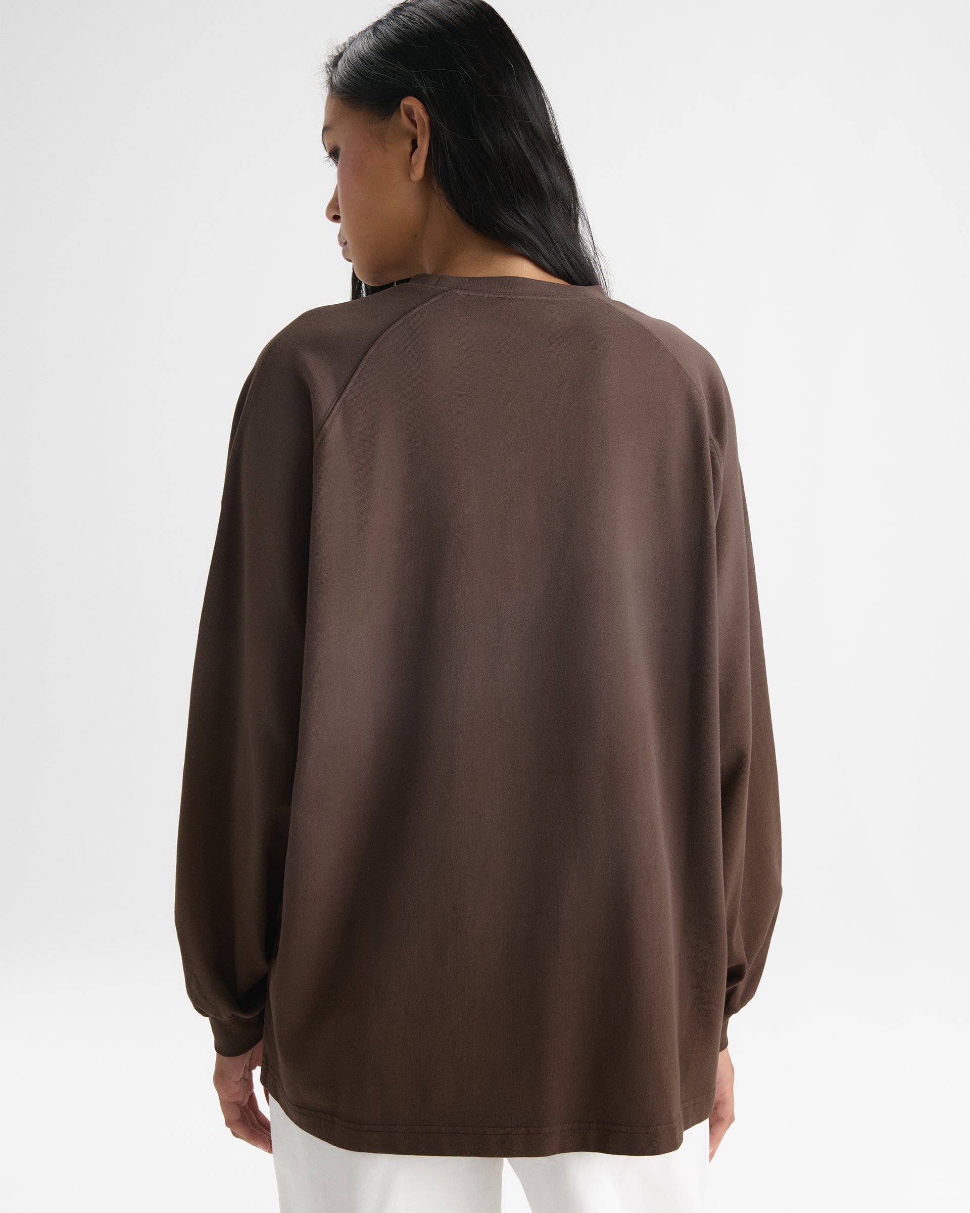 Adanola Sport Washed Long Sleeve Top - Chocolate Brown/Marshmallow White