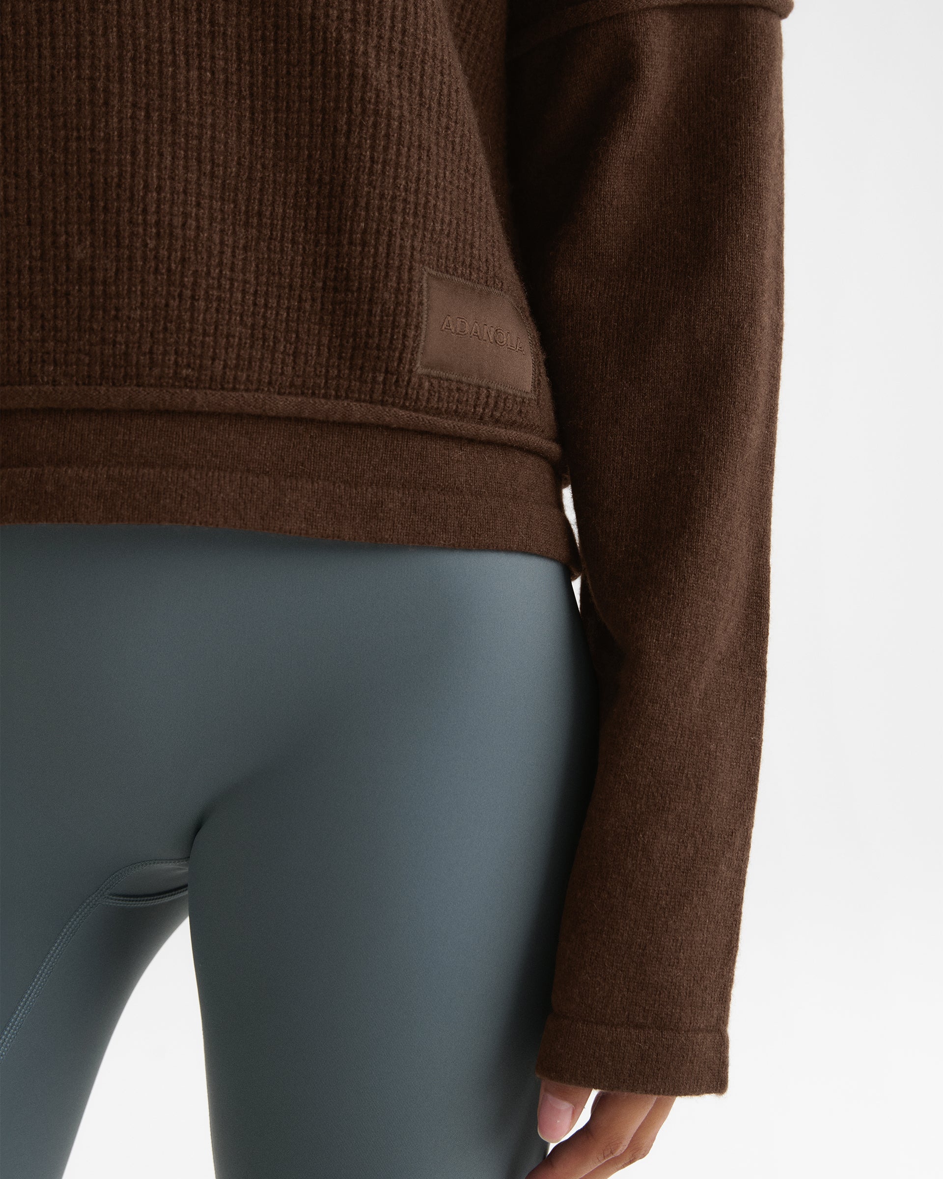 Double Layered Cashmere Knit Long Sleeve Top - Chocolate Brown