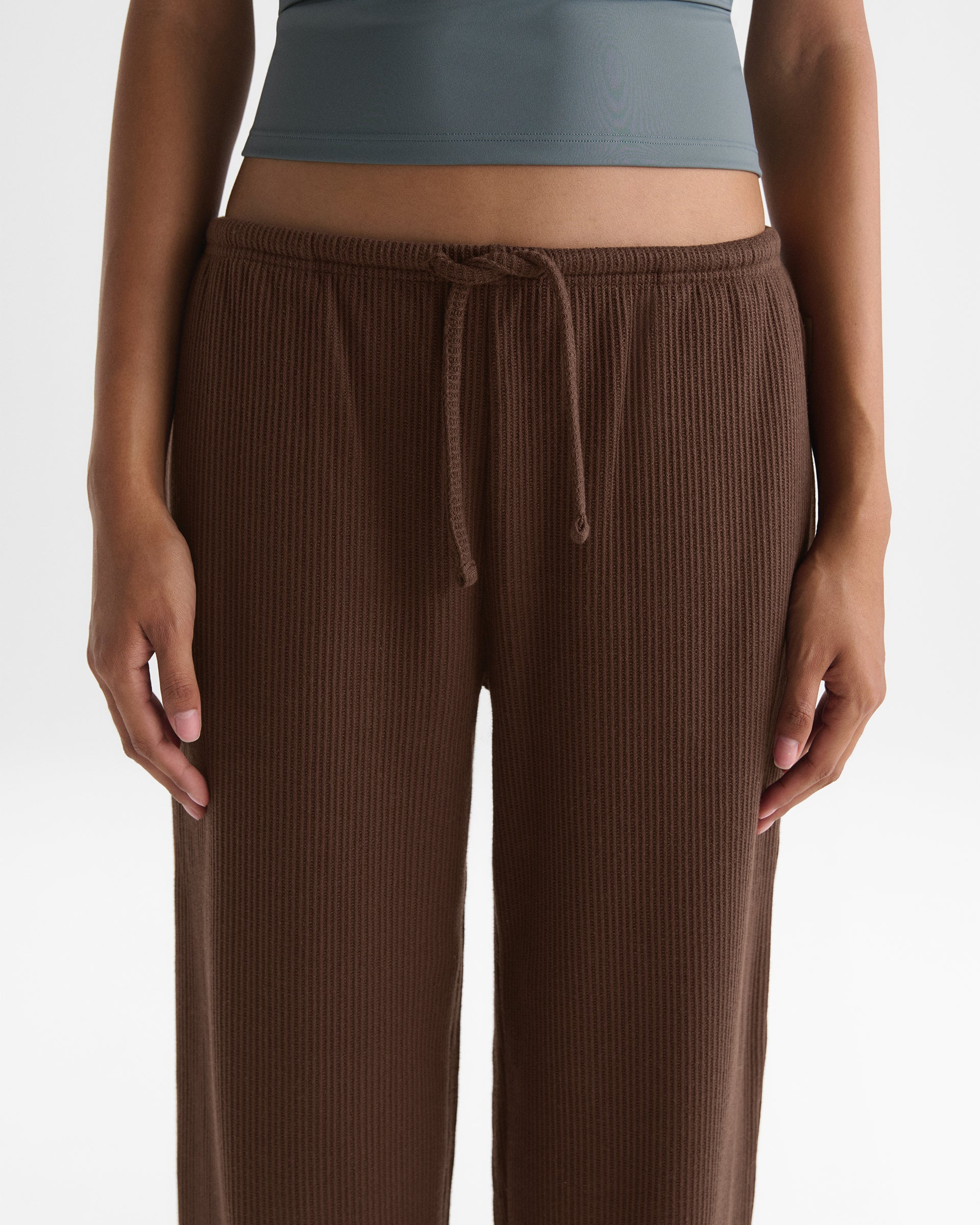 Rib Cuffed Trousers - Chocolate Brown