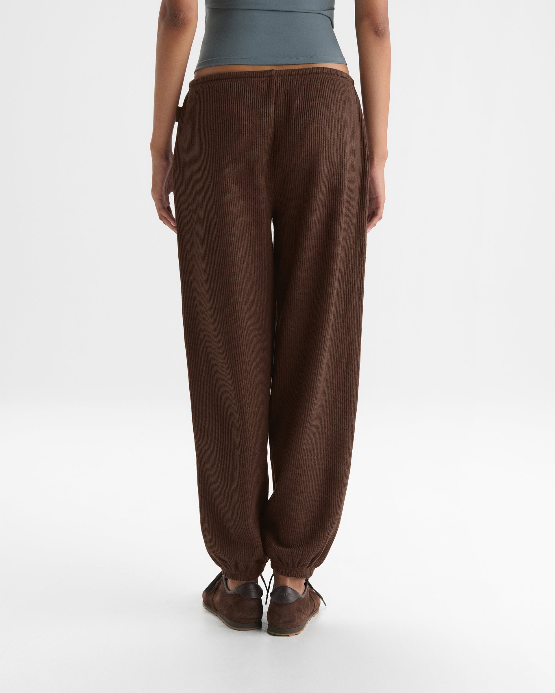 Rib Cuffed Trousers - Chocolate Brown