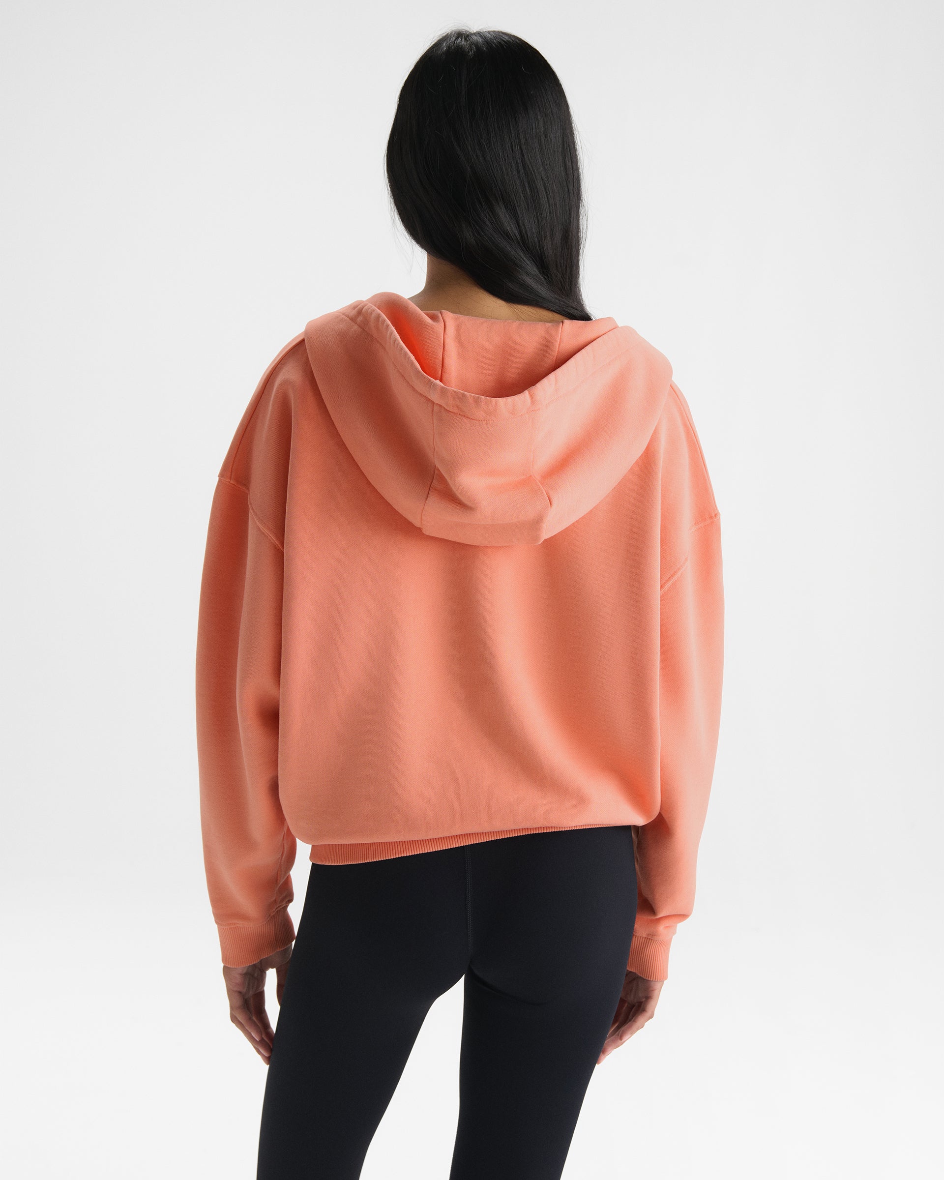 Varsity Washed Relaxed Zip Through Hoodie - Melon Sorbet