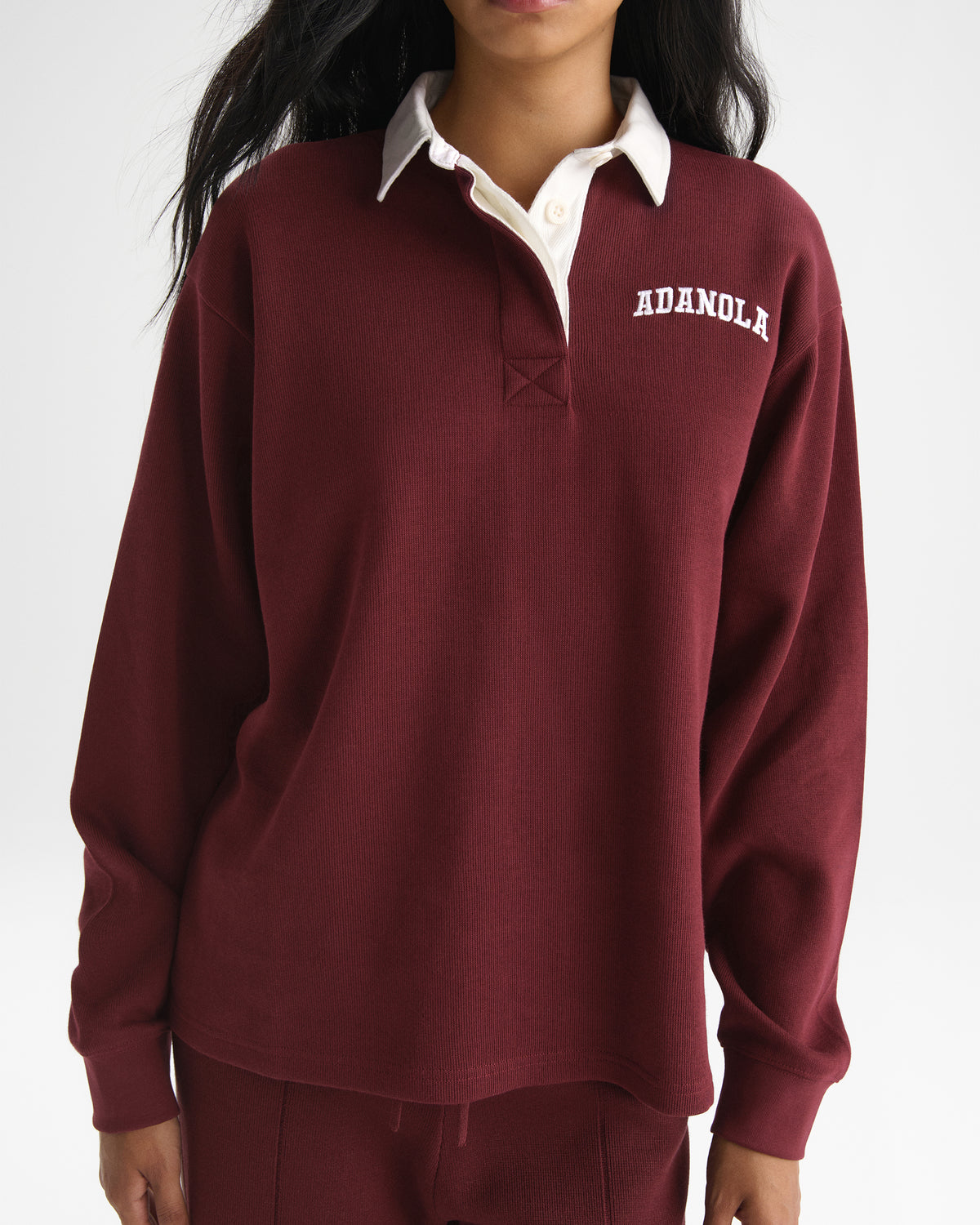 Varsity Oversized Rugby Top - Damson Red