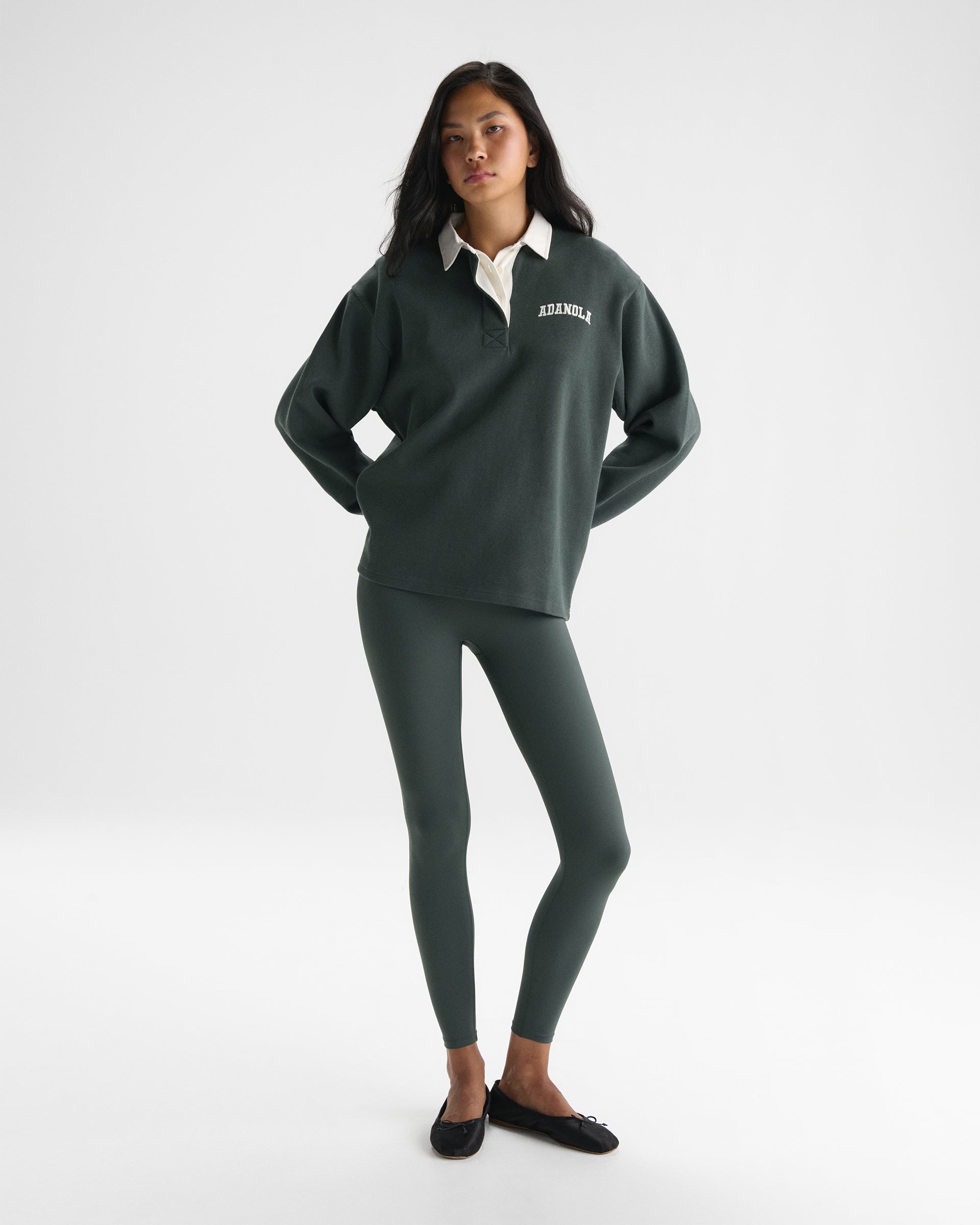 Varsity Oversized Rugby Top - Sea Green