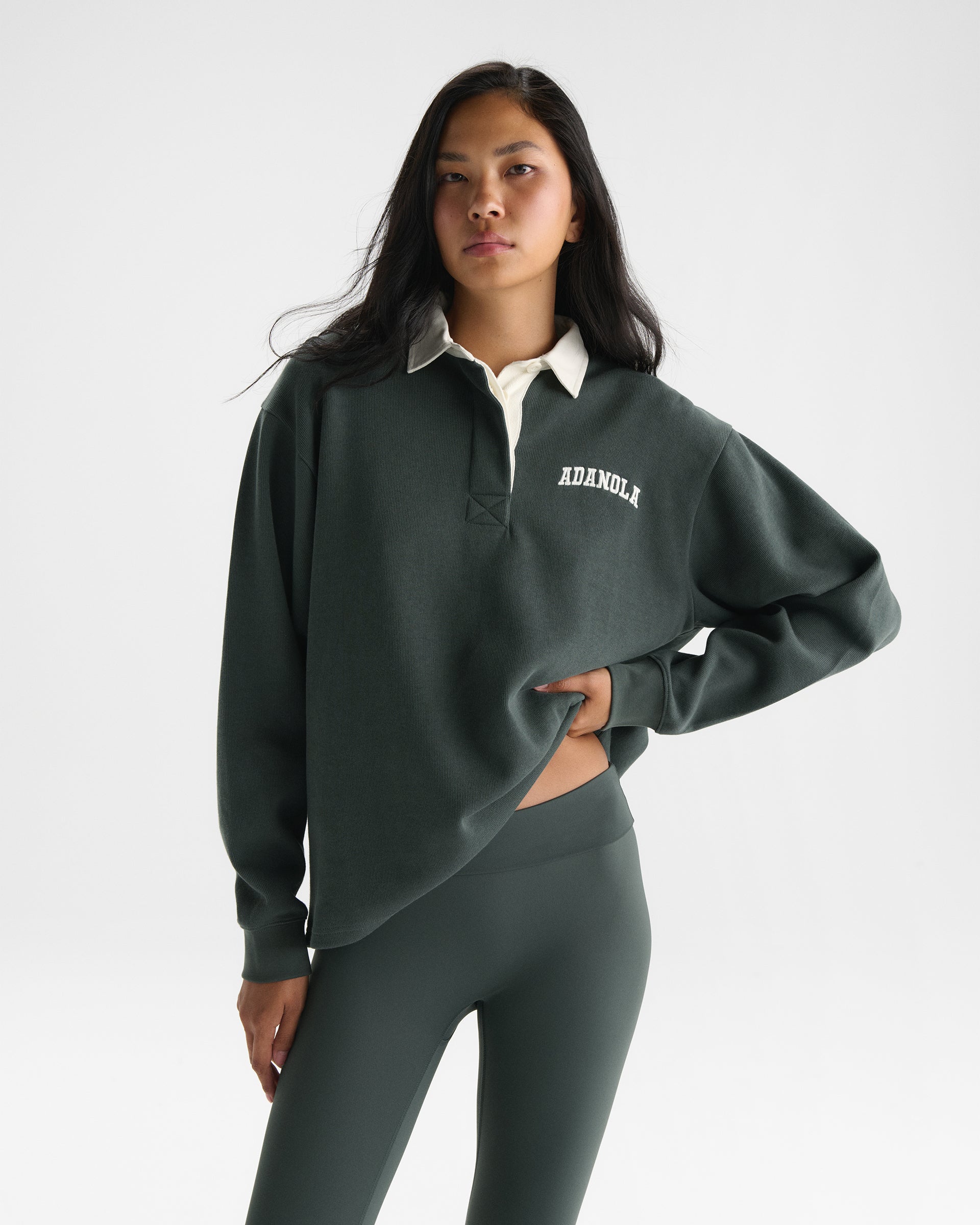Varsity Oversized Rugby Top - Sea Green