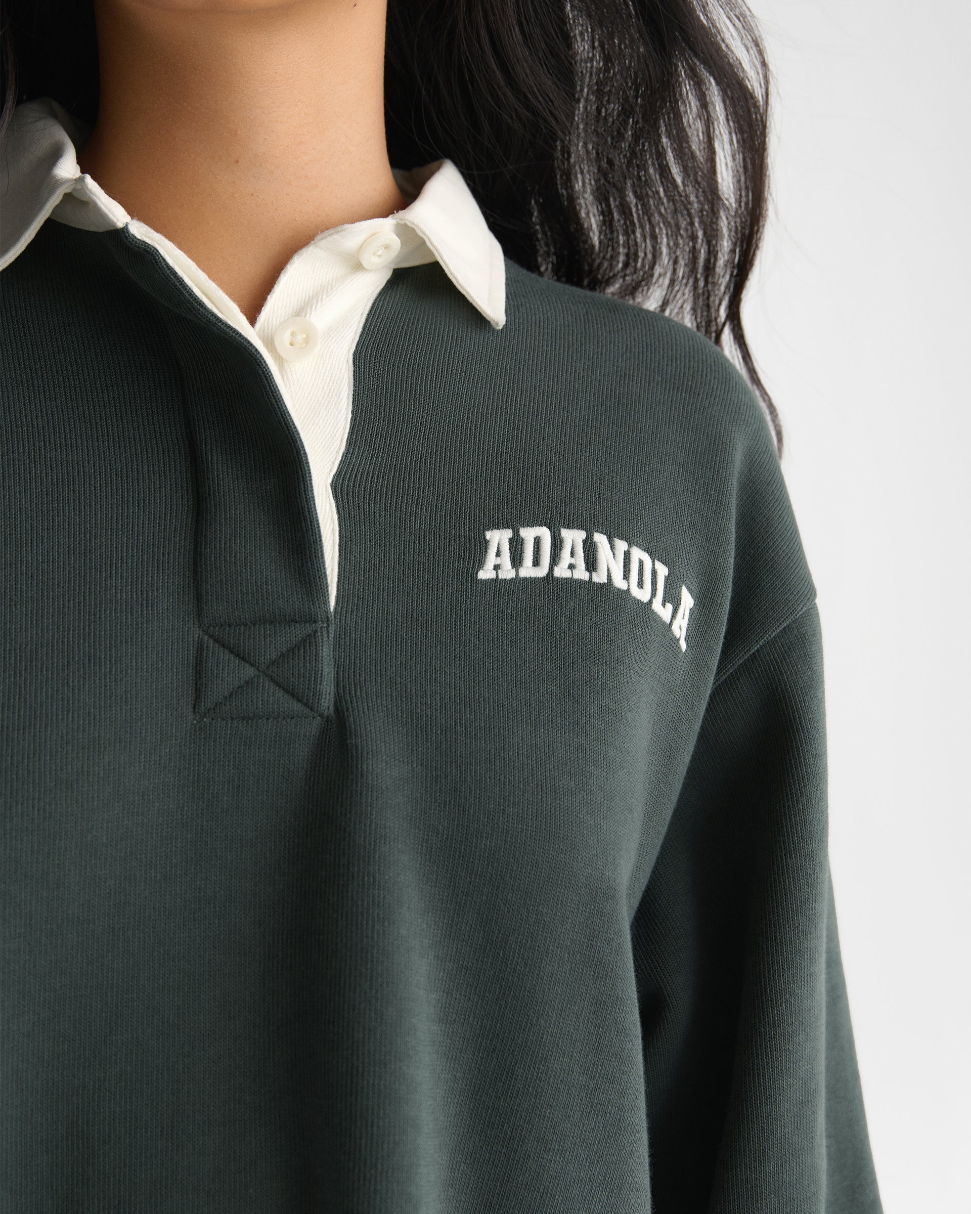 Varsity Oversized Rugby Top - Sea Green