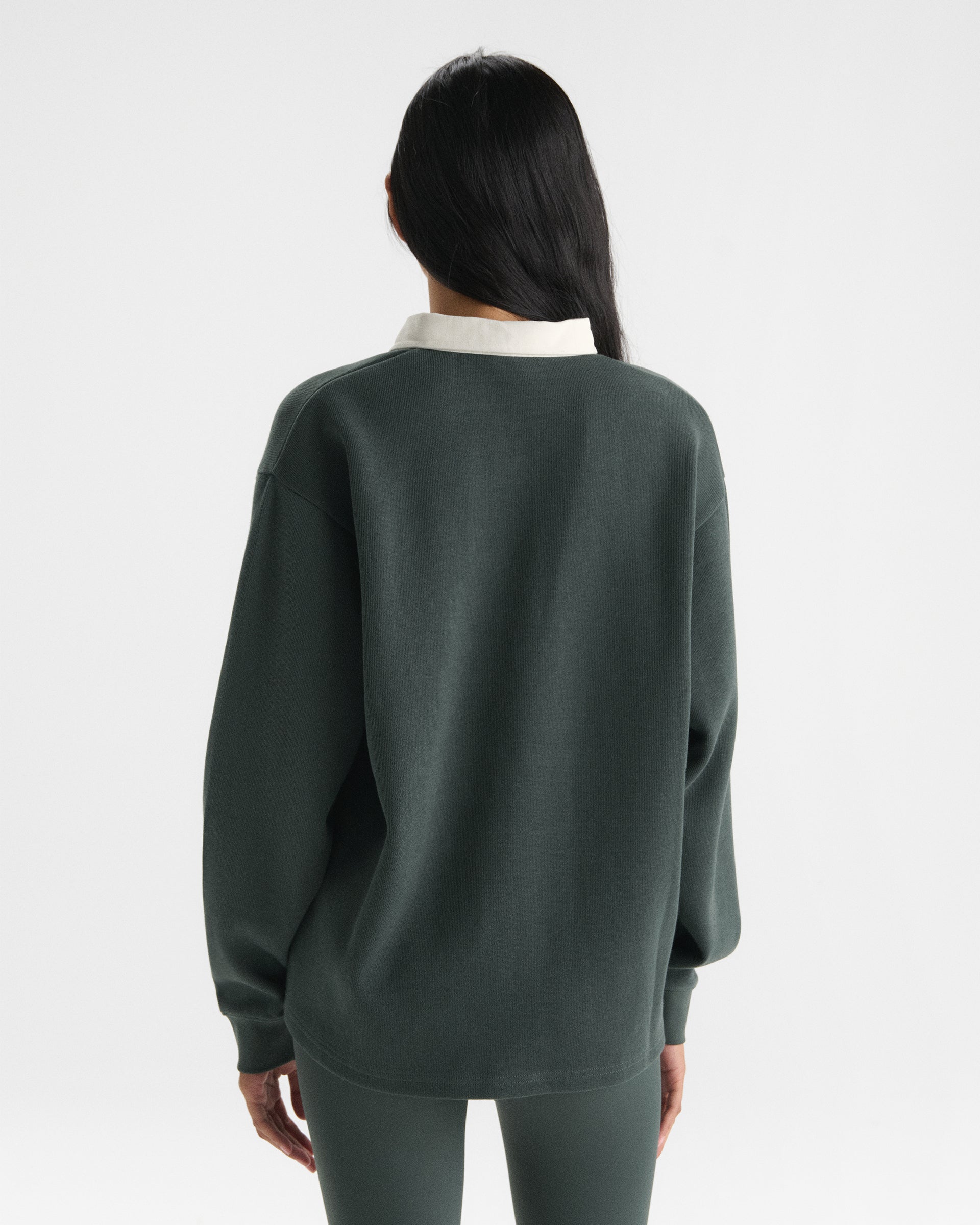 Varsity Oversized Rugby Top - Sea Green