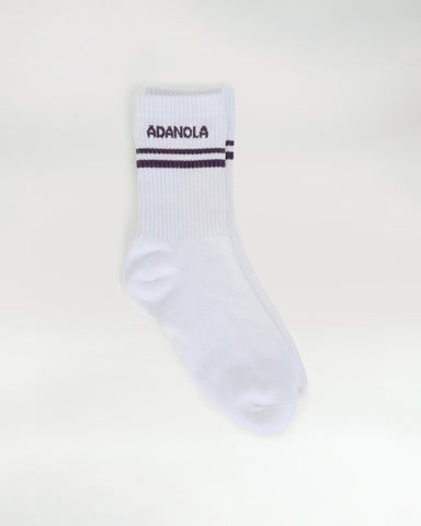 Sport Stripe Socks - White/Dark Plum