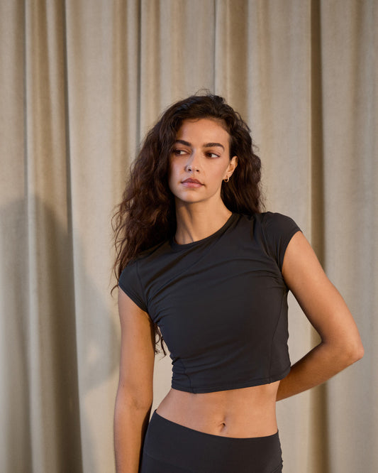 Soft Touch Cap Sleeve Top - Graphite Grey