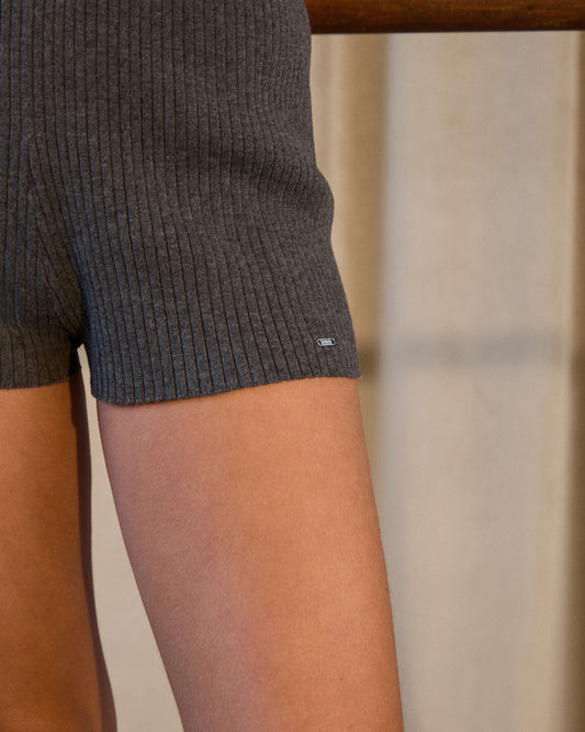 Rib Knit Crop Shorts - Graphite Grey