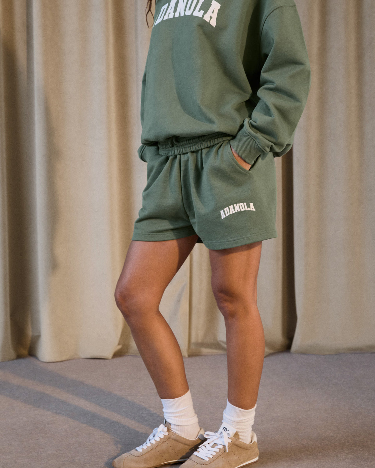 Varsity Sweat Shorts Eden Green Marshmallow