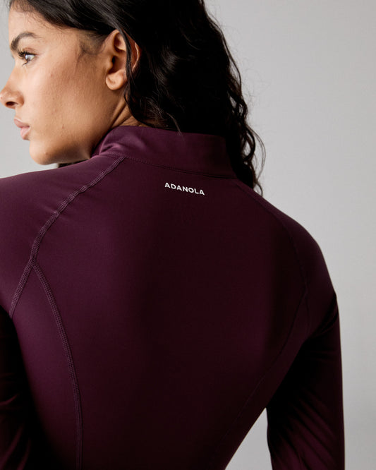 Ultimate Long Sleeve Zip Up Top - Dark Cherry