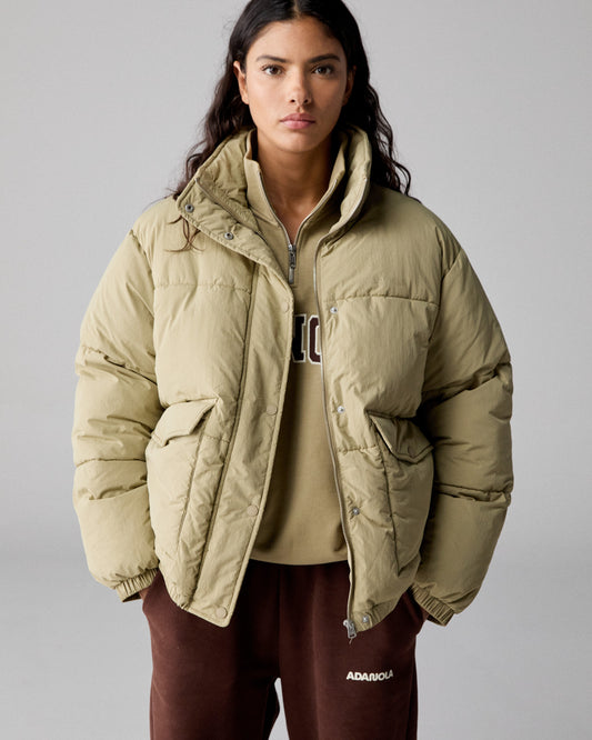 Funnel Neck Puffer Jacket - Pistachio Green