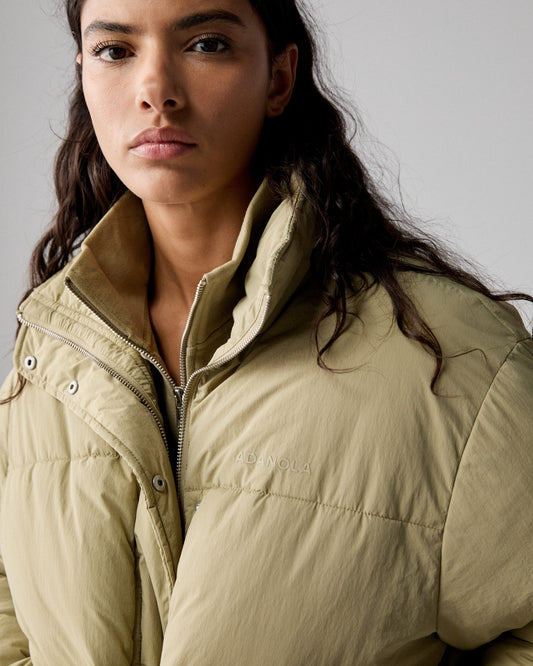Funnel Neck Puffer Jacket - Pistachio Green
