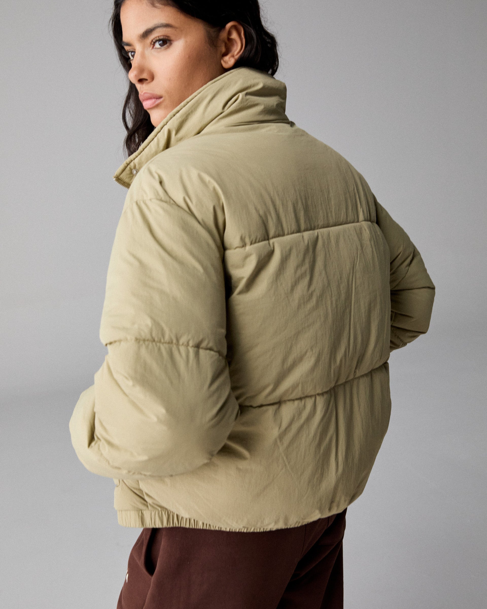 Funnel Neck Puffer Jacket - Pistachio Green