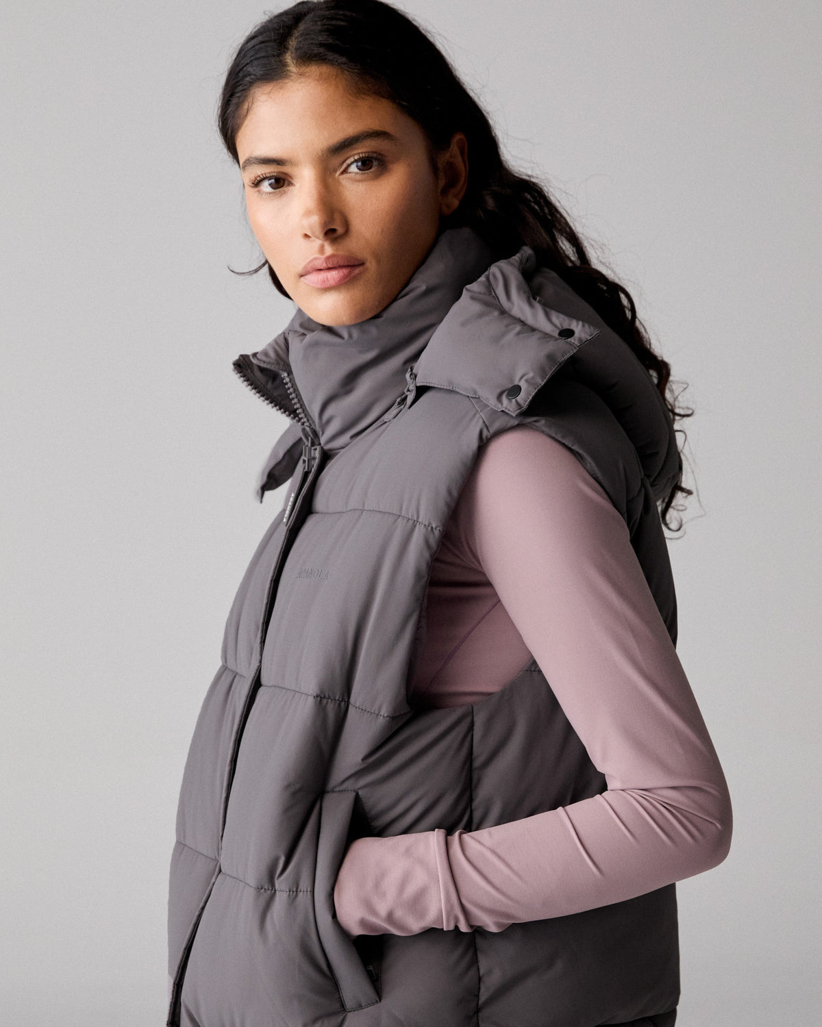 Hooded Puffer Gilet Slate