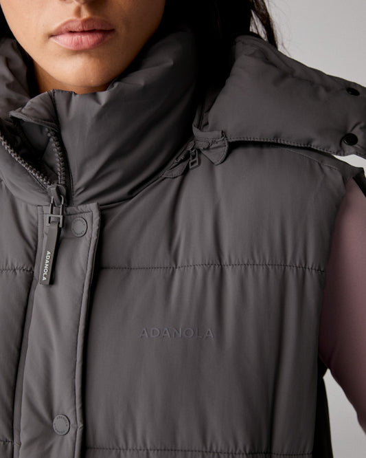 Hooded Puffer Gilet - Slate Grey