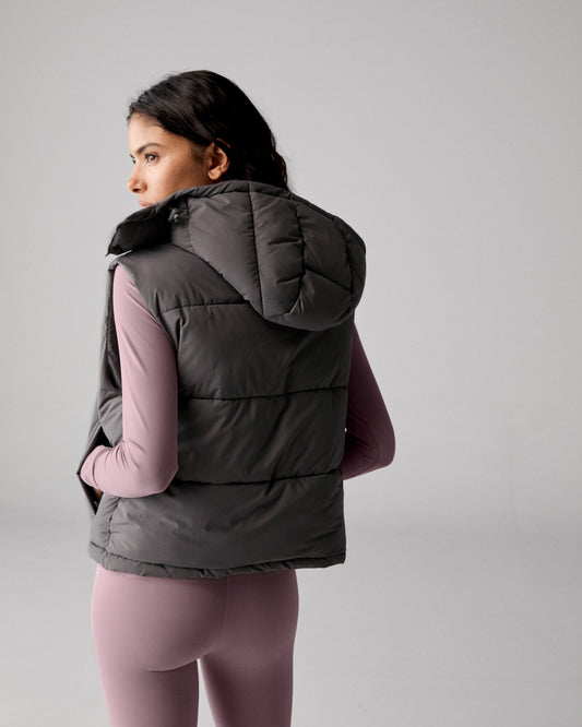 Hooded Puffer Gilet - Slate Grey