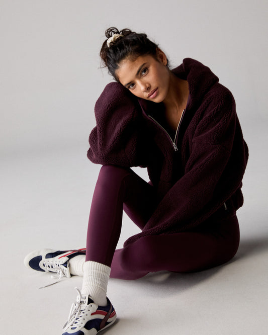 Hooded Borg Bomber Jacket - Dark Cherry