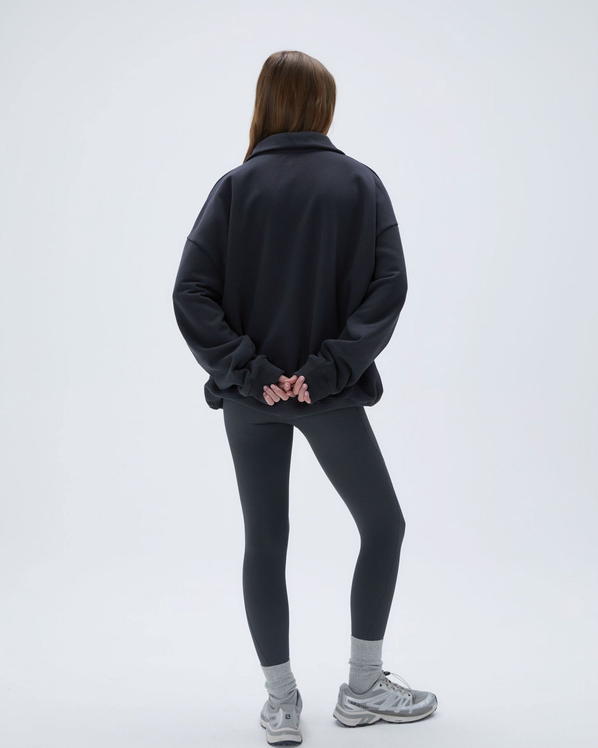 トップス ADANOLA Outdoors Oversized Funnel Neck Women's Half Zip Sweatshirt - Black | Adanola