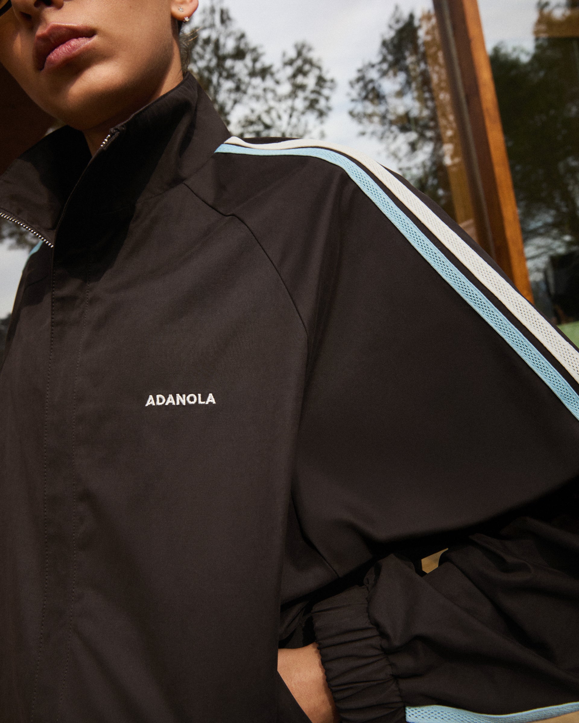 Stripe Detail Track Jacket - Coffee Bean