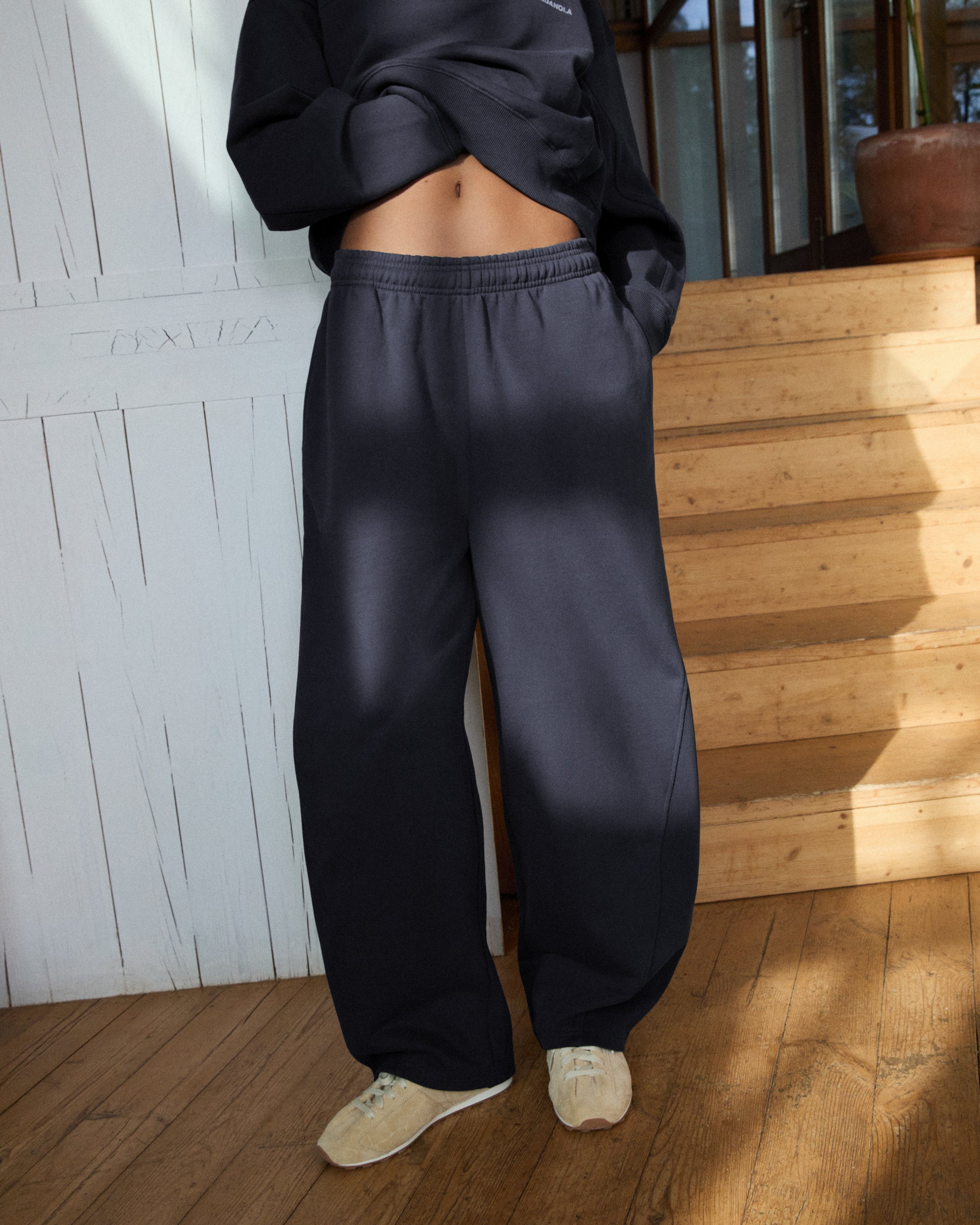 Ribbed Panel Funnel Neck Sweatshirt - Midnight Blue – Adanola