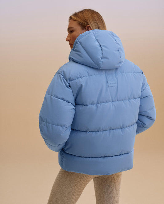 Hooded Puffer Jacket - Ice Blue