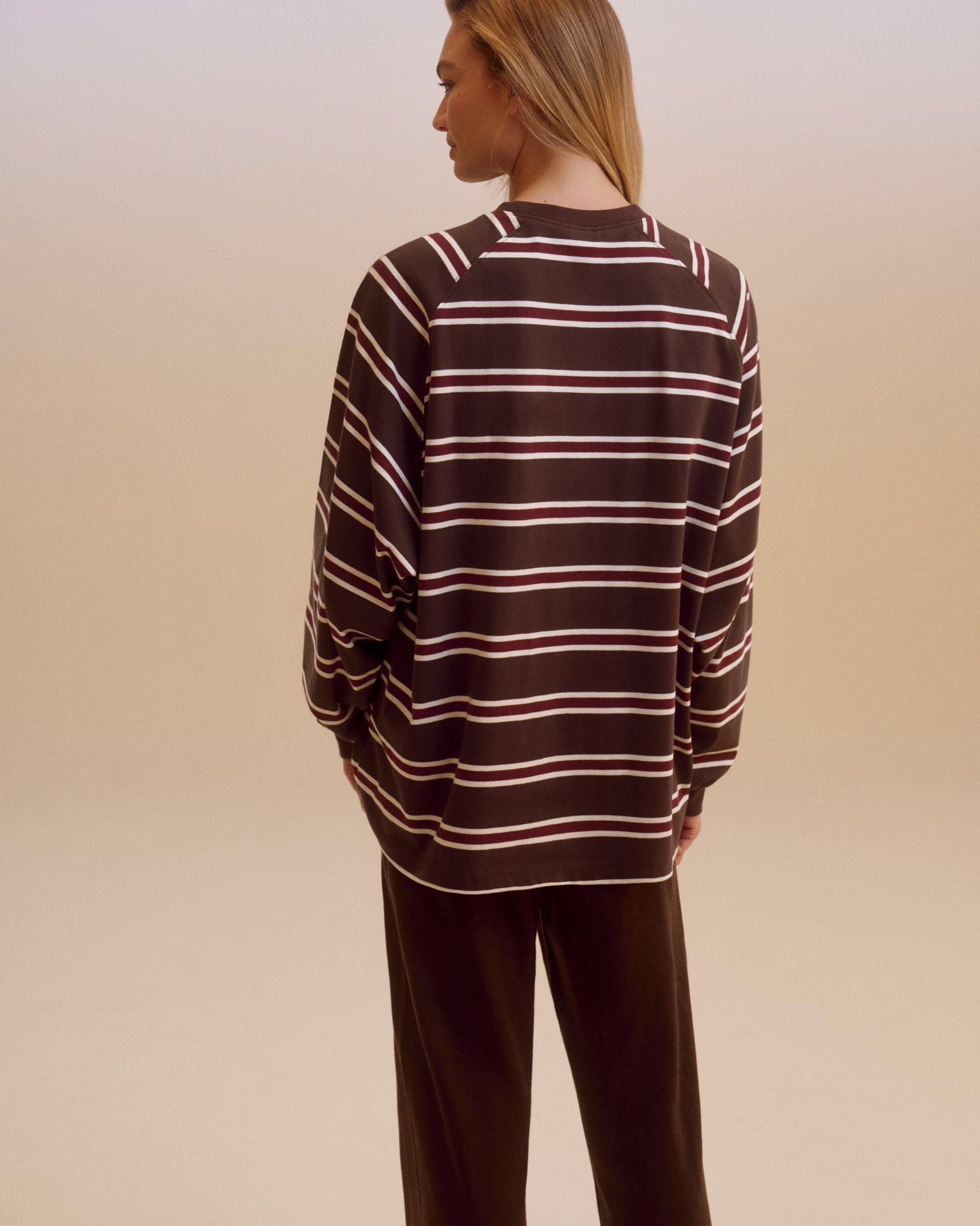 Stripe Long Sleeve T-shirt - Coffee Bean