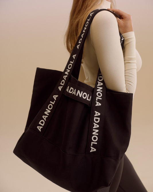 Branded Strap Tote Bag - Coffee Bean/Cream