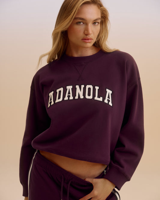 Varsity Loose Fit Sweatshirt - Dark Cherry/Marshmallow White
