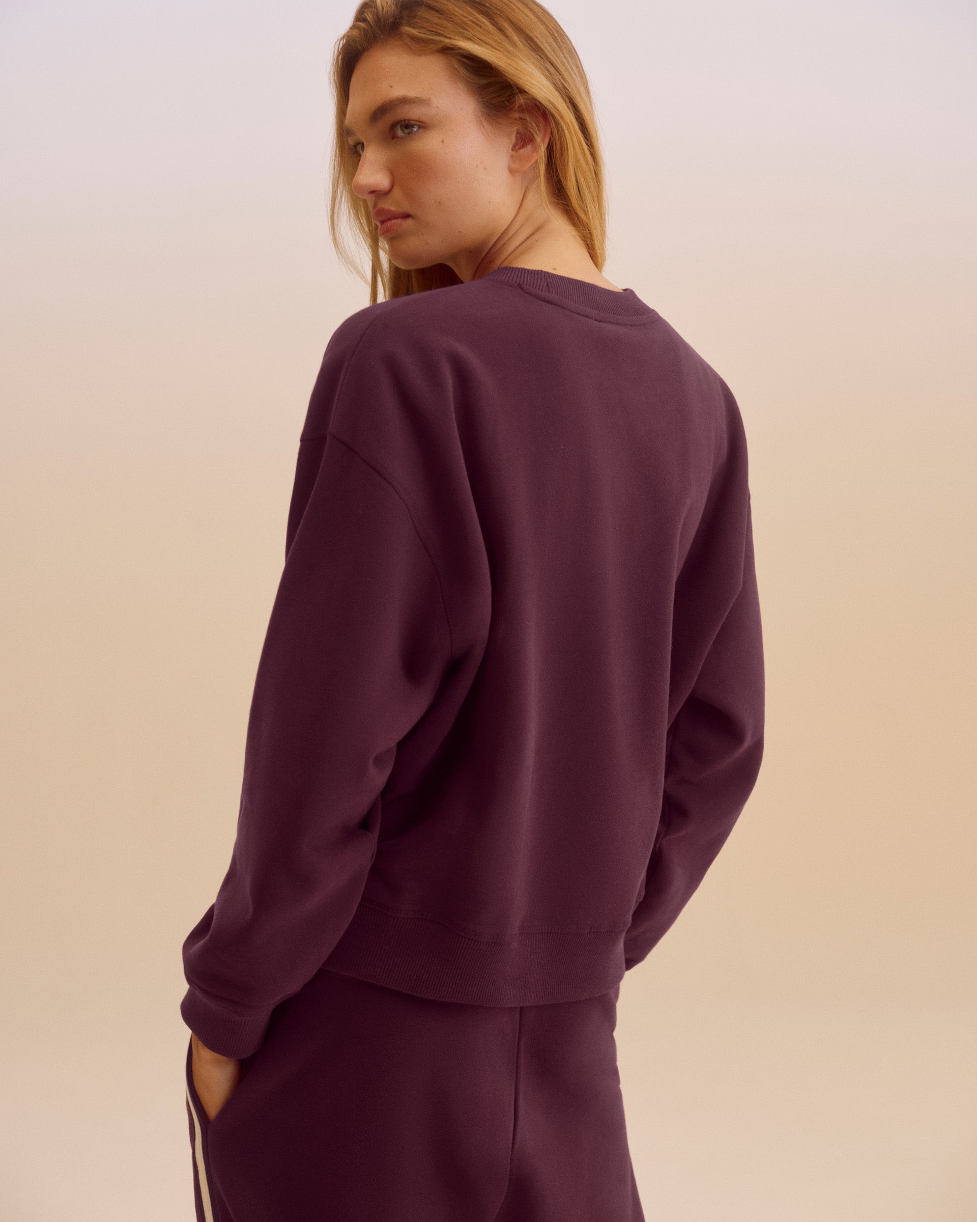 Varsity Loose Fit Sweatshirt - Dark Cherry/Marshmallow White