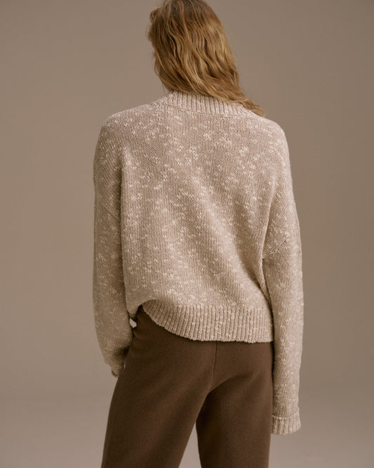 Textured Knit Oversized Sweatshirt - Stone
