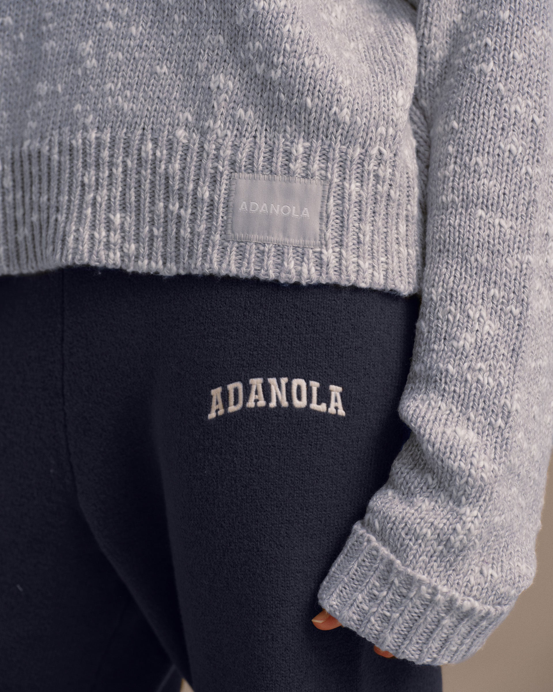 Textured Knit Oversized Sweatshirt - Blue
