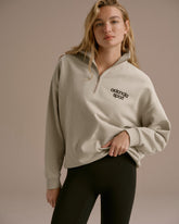 AS Bold Oversized Funnel Neck Zip Sweatshirt - Stone/Black