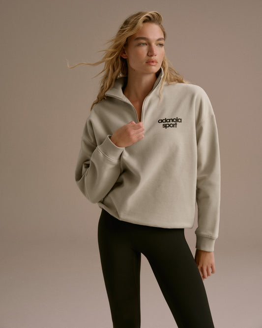 AS Bold Oversized Funnel Neck Zip Sweatshirt - Stone/Black