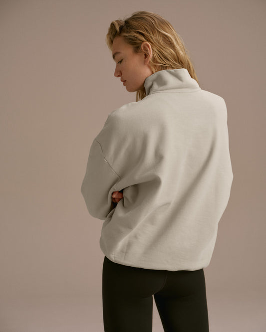 AS Bold Oversized Funnel Neck Zip Sweatshirt - Stone/Black