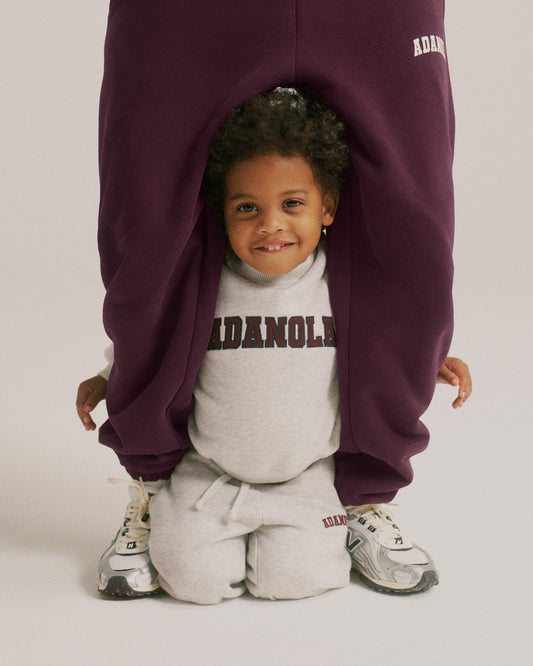 Mini Varsity Sweatshirt - Light Grey Melange/Dark Cherry