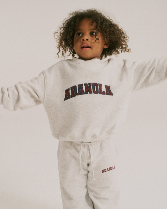 Mini Varsity Sweatshirt - Light Grey Melange/Dark Cherry