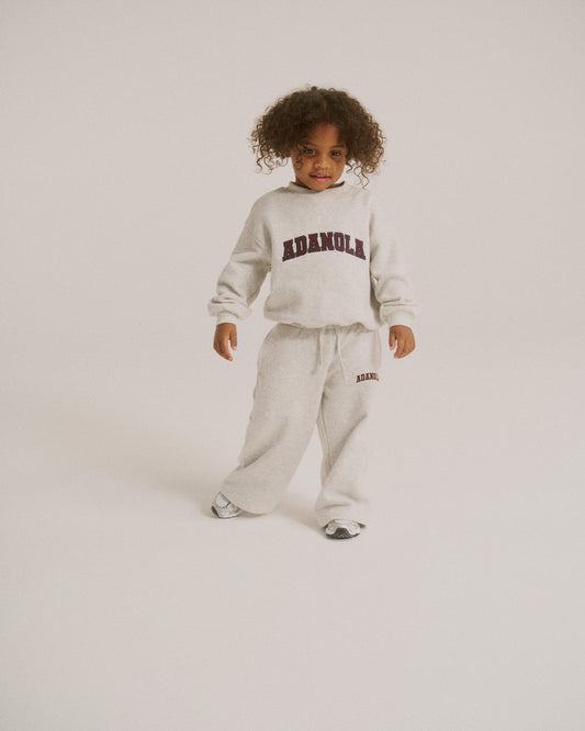 Mini Varsity Straight Leg Sweatpants - Light Grey Melange/Dark Cherry