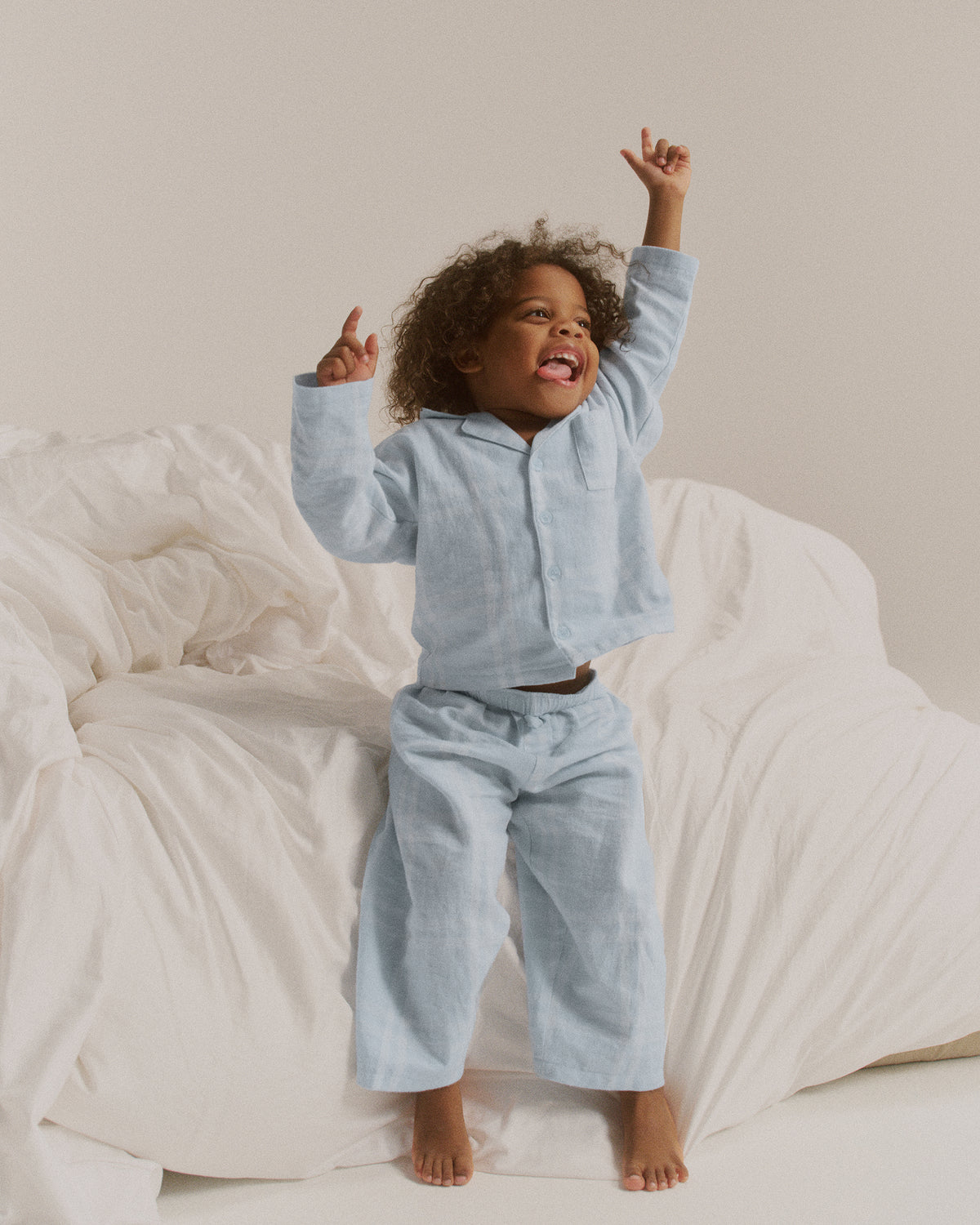 Mini Brushed Checked Pyjamas Light Blue