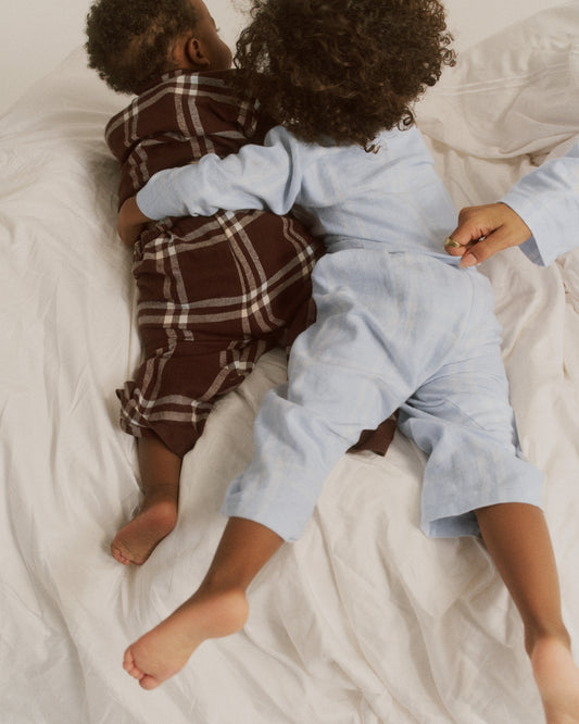 Mini Brushed Checked Pyjamas - Chocolate Brown