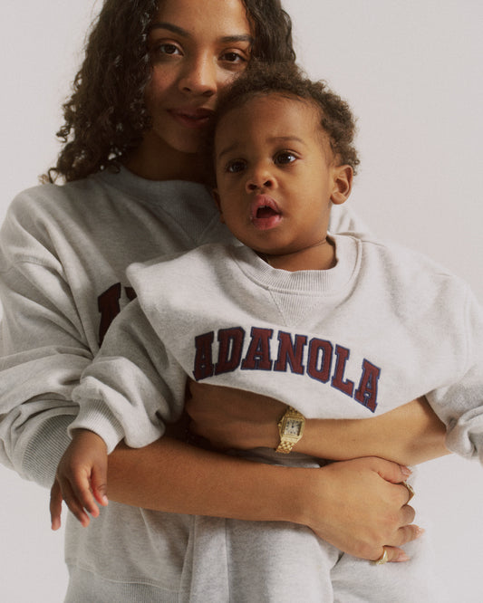 Mini Varsity Sweatshirt - Light Grey Melange/Dark Cherry