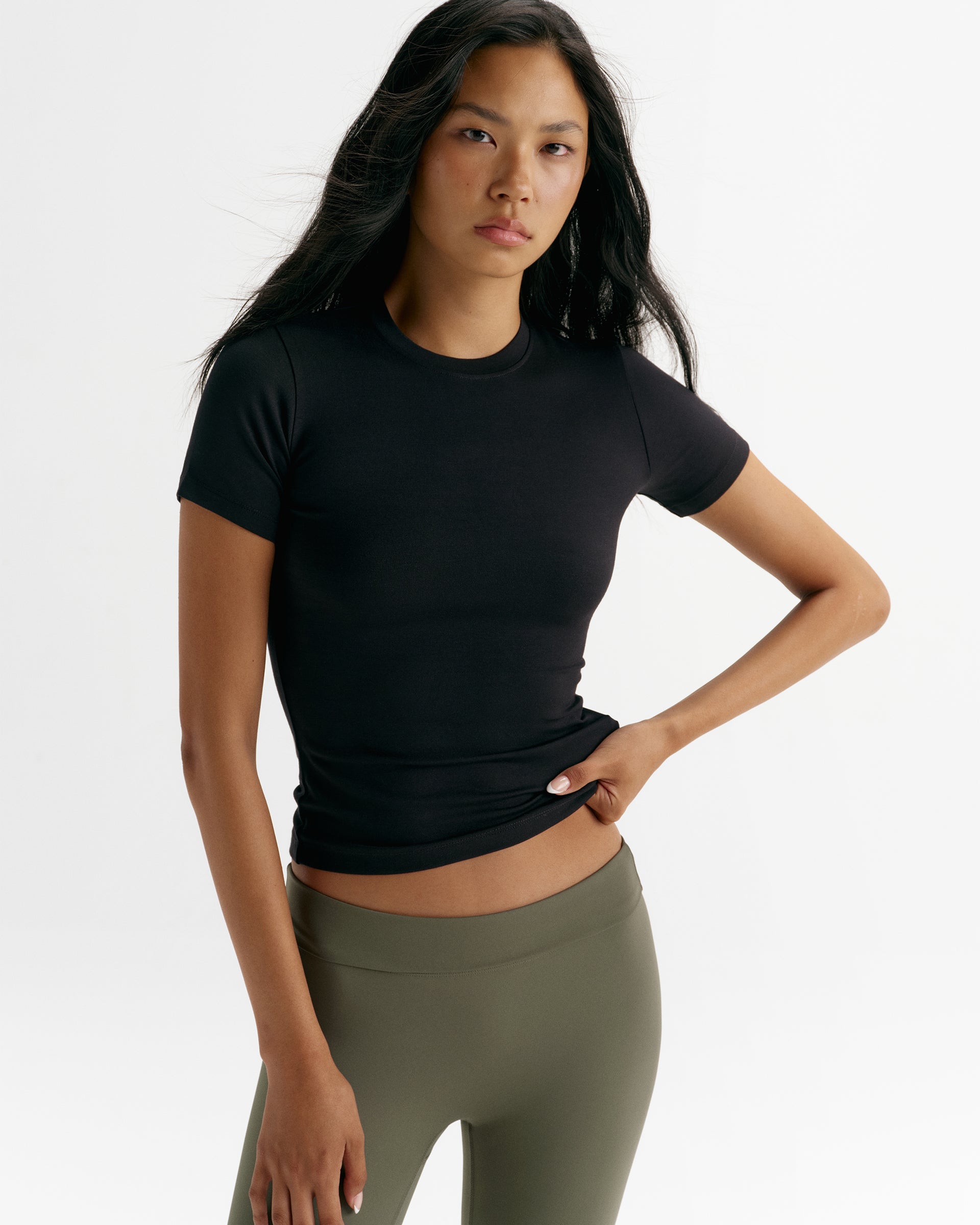 Modal Soft Short Sleeve Top - Black