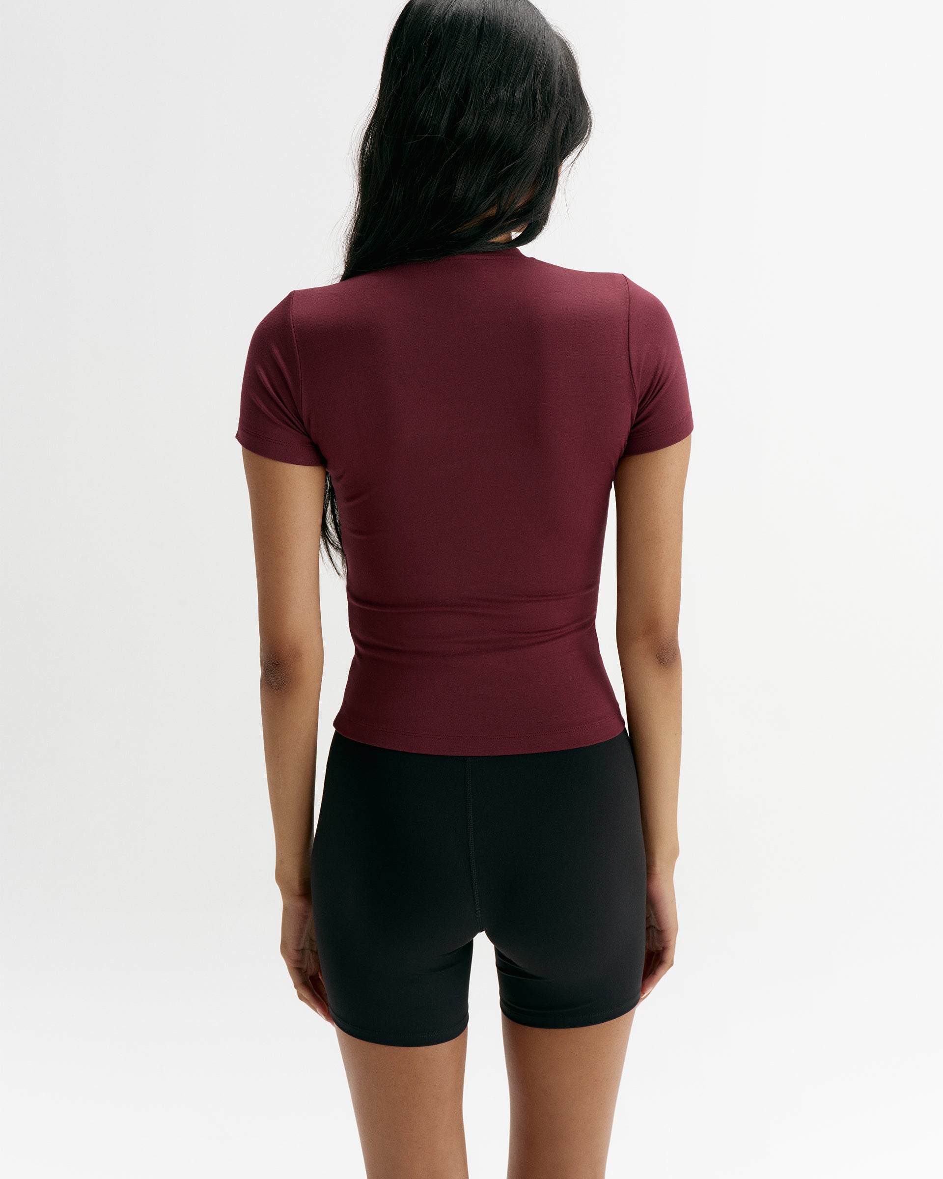Modal Soft Short Sleeve Top - Damson Red