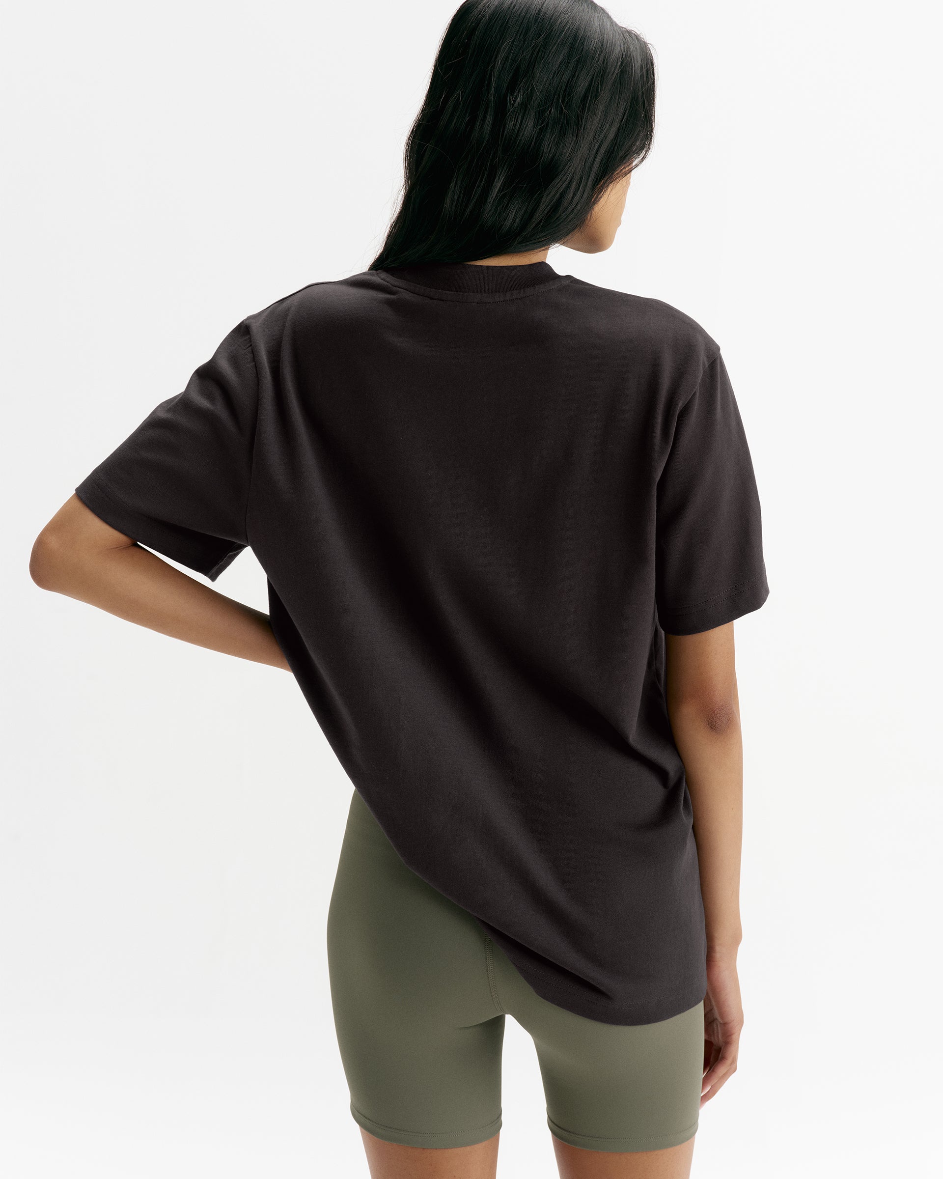 Adanola Script Applique Short Sleeve Oversized T-shirt - Coffee Bean/Marshmallow White