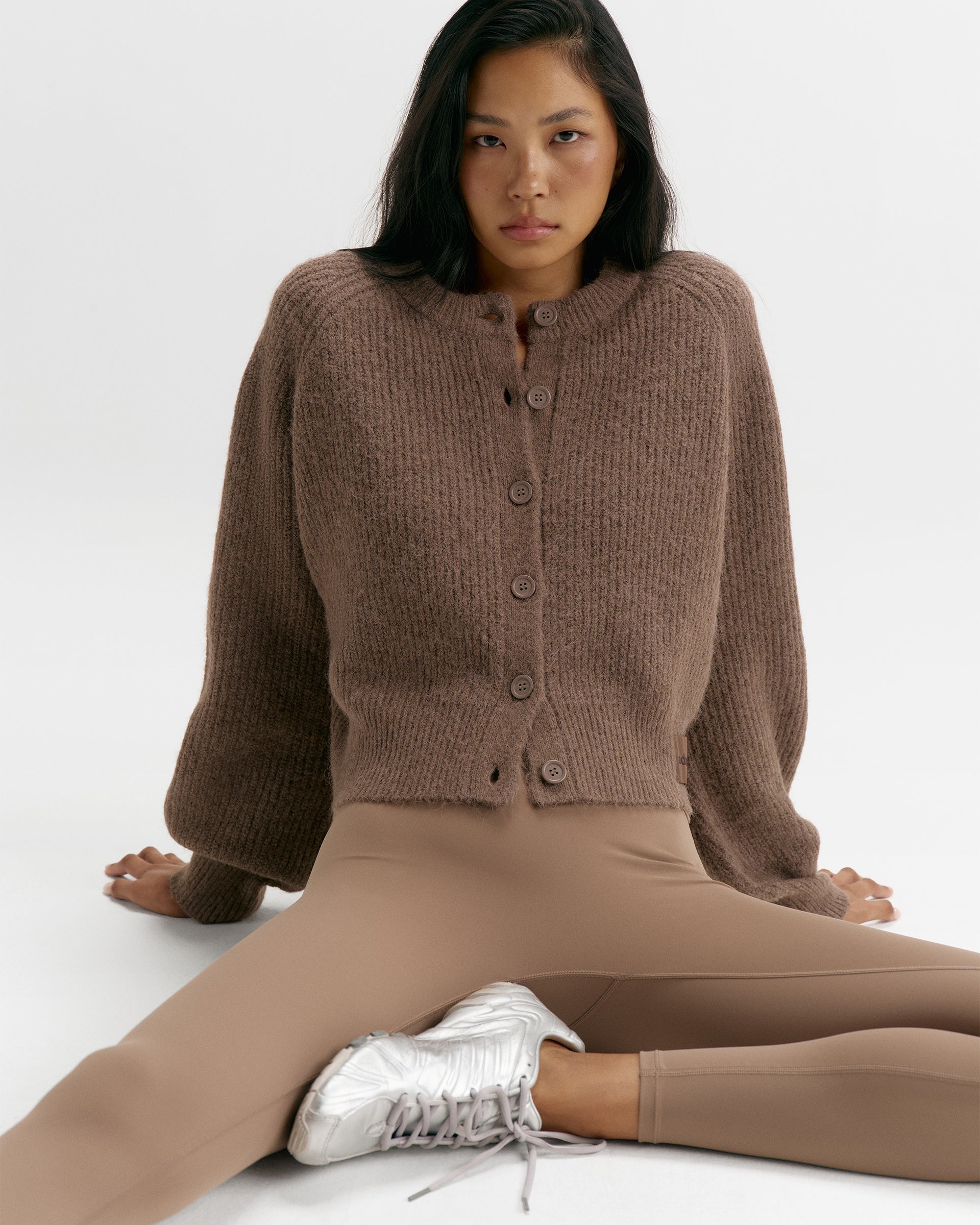 Knit Button Up Cardigan - Walnut Brown