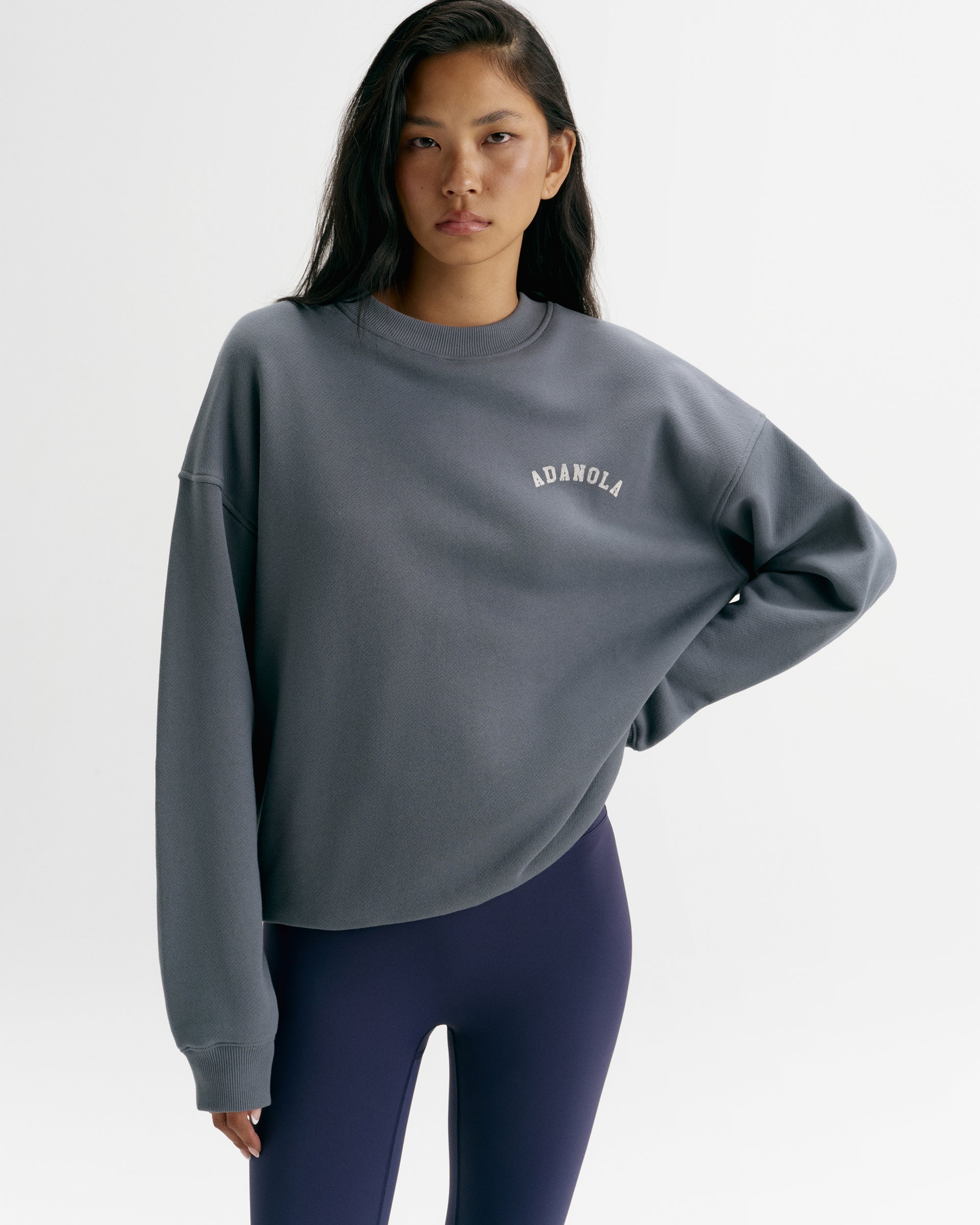 Classic Adanola Oversized Sweatshirt - Storm Blue/Marshmallow White
