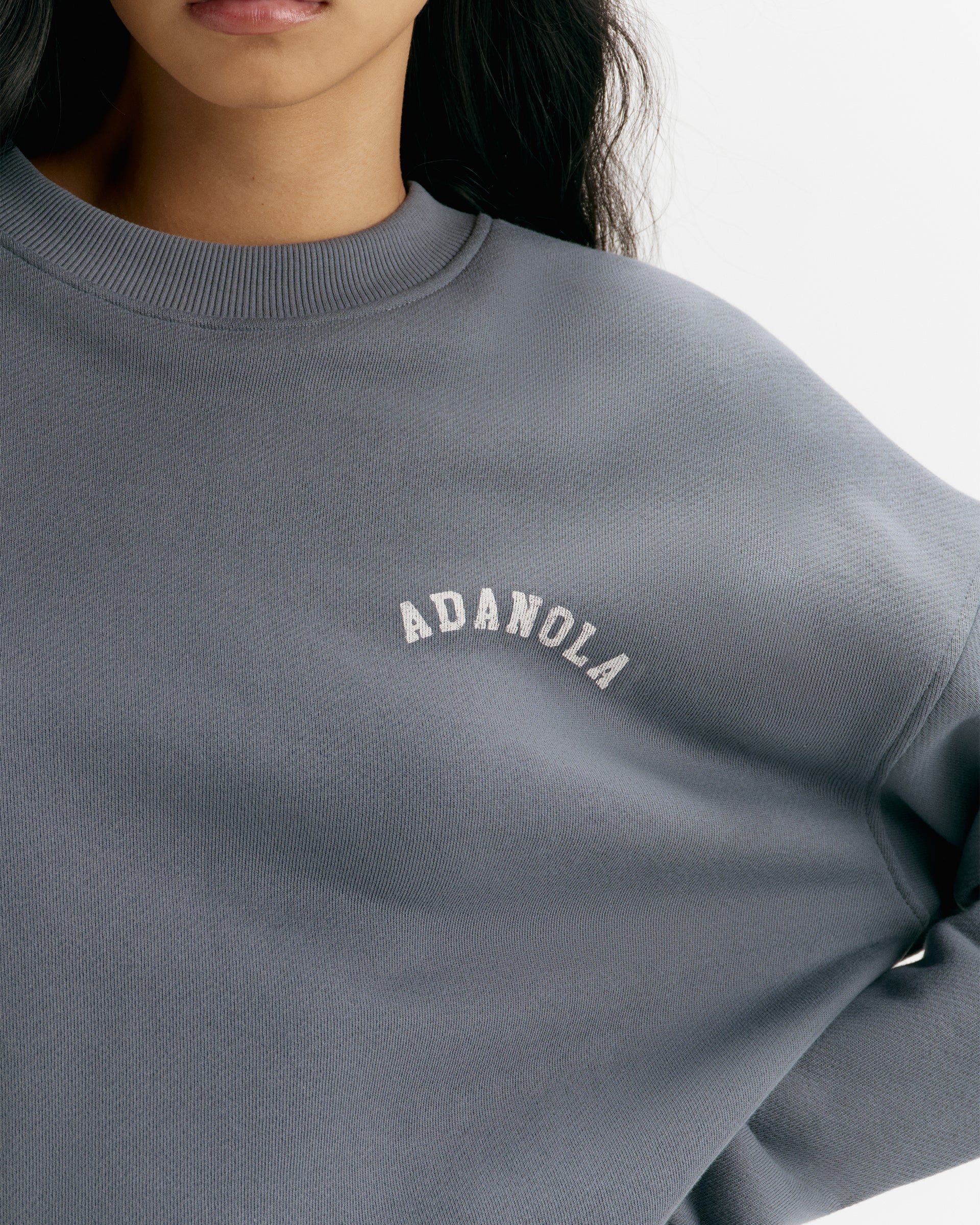 Classic Adanola Oversized Sweatshirt - Storm Blue/Marshmallow White